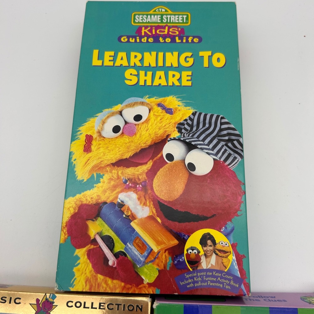 Kids VHS Lot Sesame Street Barney Dragon Tales Learning To Share 3 Tape Bundle - Picture 4 of 8